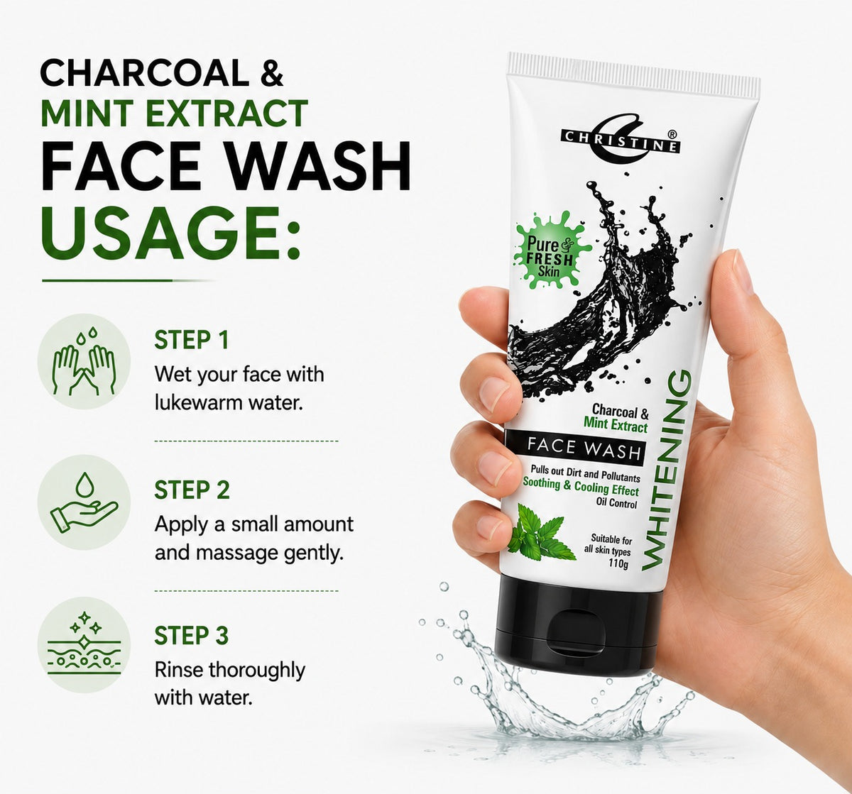 Charcoal & Mint Extract Face Wash (110 g)