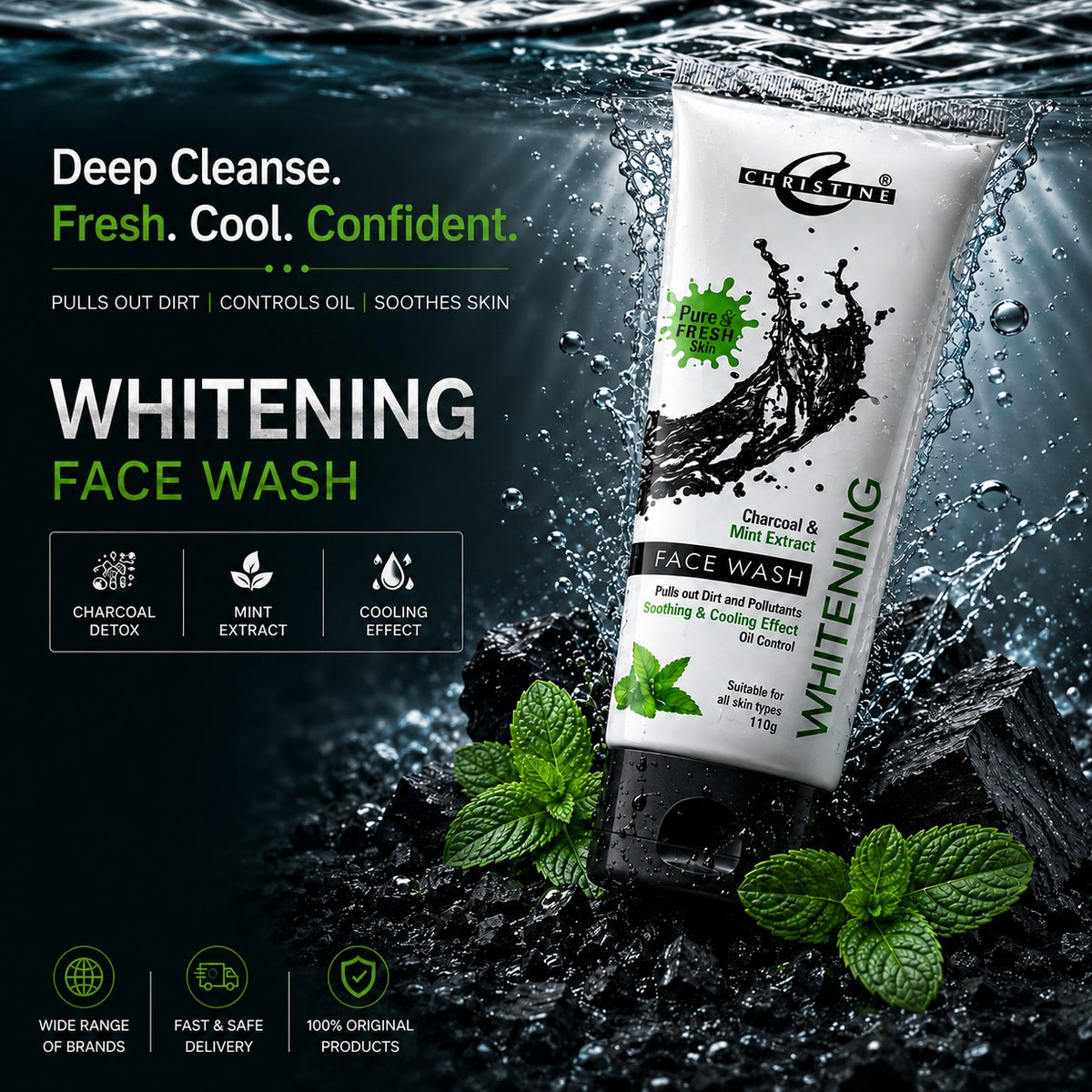 Charcoal & Mint Extract Face Wash (110 g)